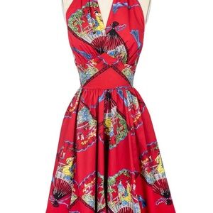 TRASHY DIVA Red Fans Dottie Halter Dress
